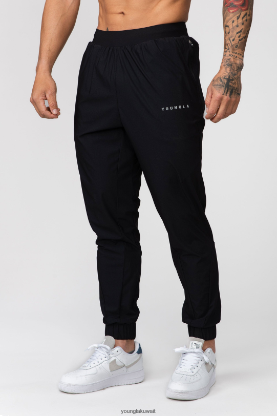 Youngla Joggers - YoungLA الرجال 237 بنطال تدريب من النايلون أسود 4L466B897 ملابس