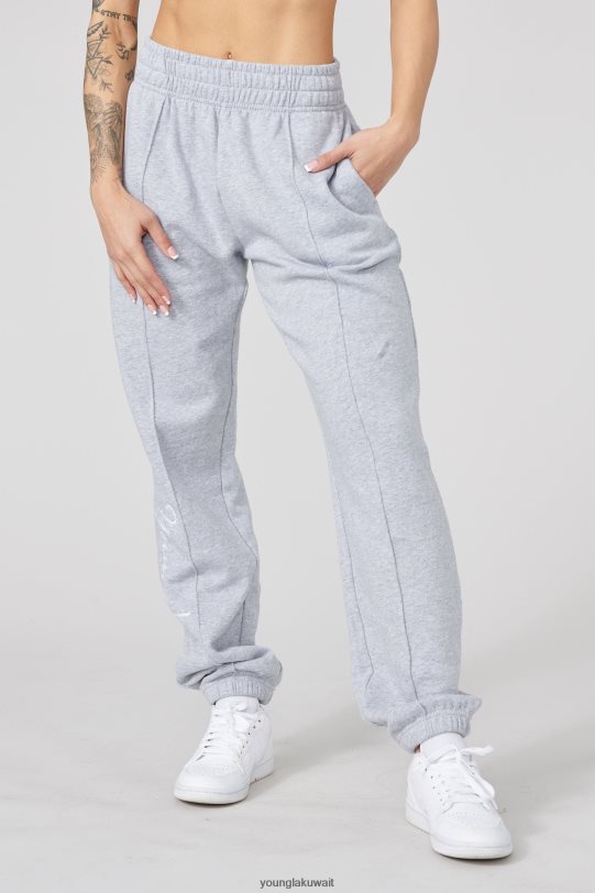 Youngla Joggers - YoungLA نحيف W202 سكريبت جوجرز 2.0 هيذر رمادي 4L466B1131 ملابس