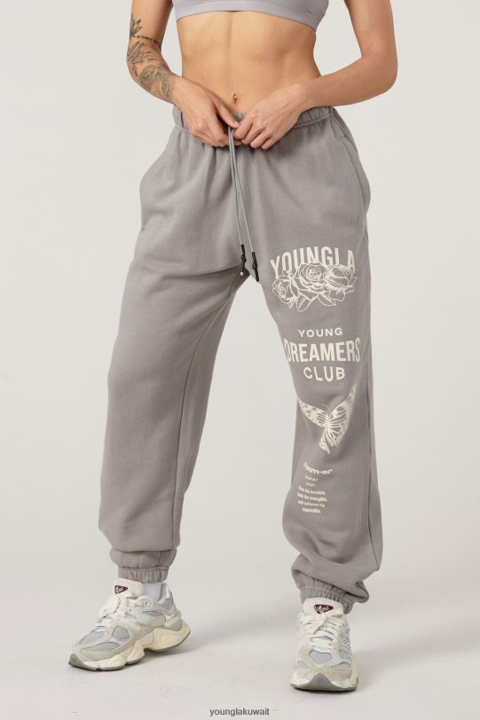 Youngla Joggers - YoungLA نحيف بنطال رياضي W211 الحالم رمادي حجري 4L466B1125 ملابس